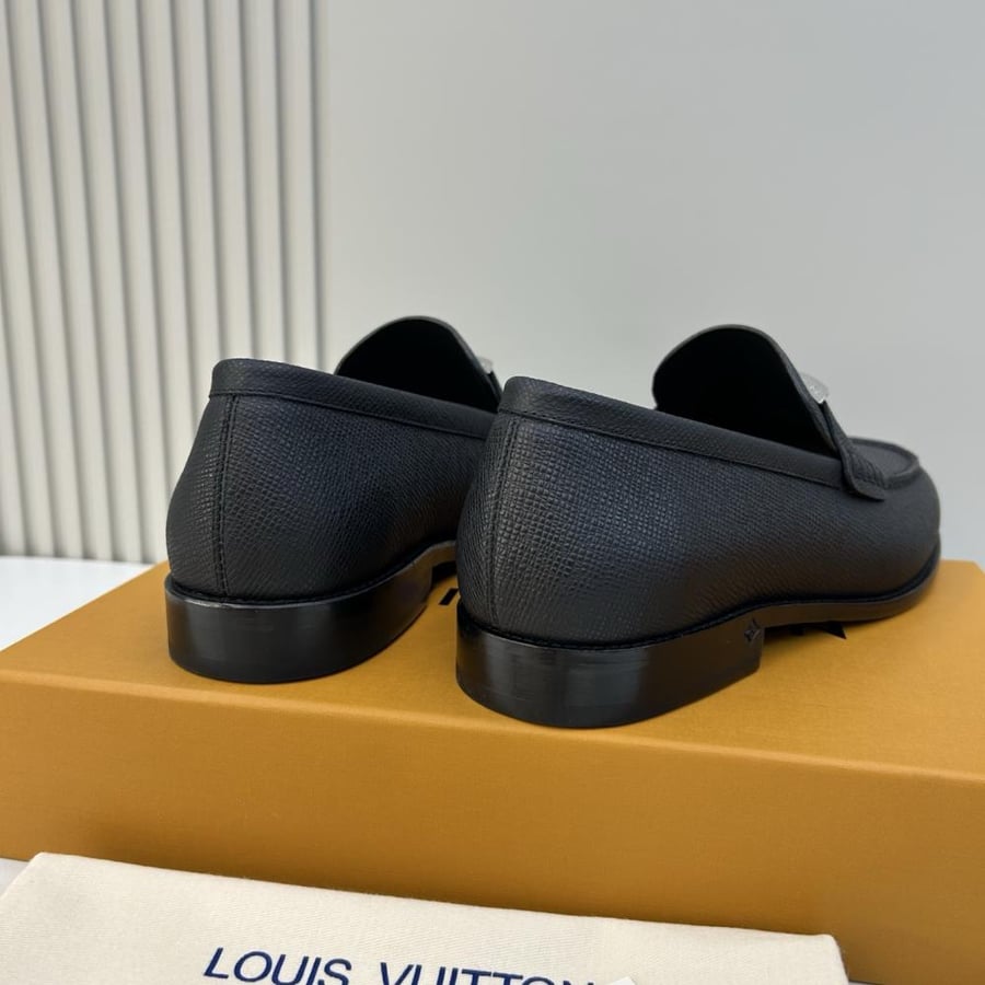 LV Black Leather Loafers