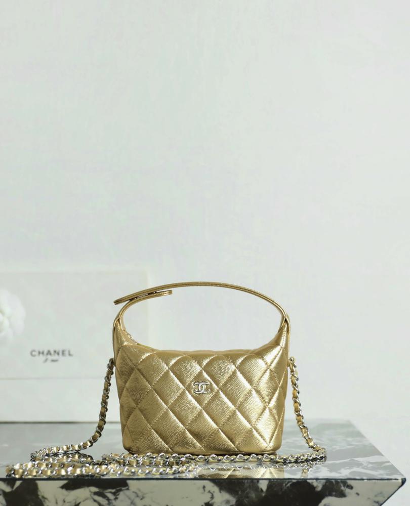 Chanel quilted hobo bag with gold hardware
