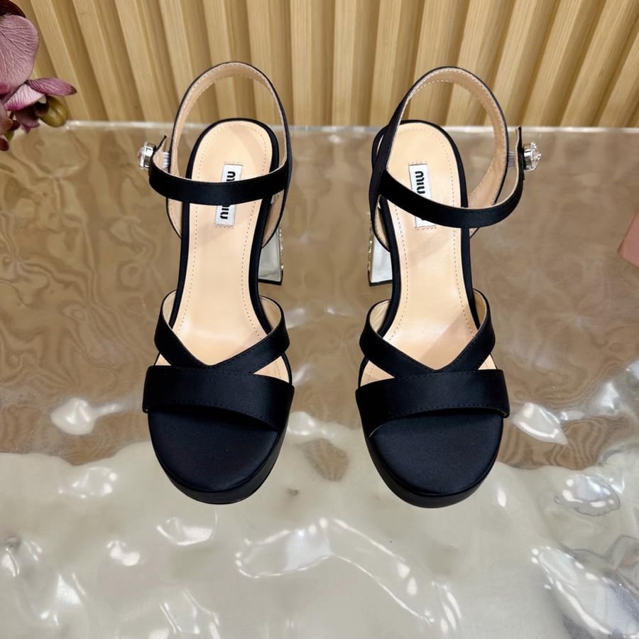 Miu Miu Satin Sandals with Crystal