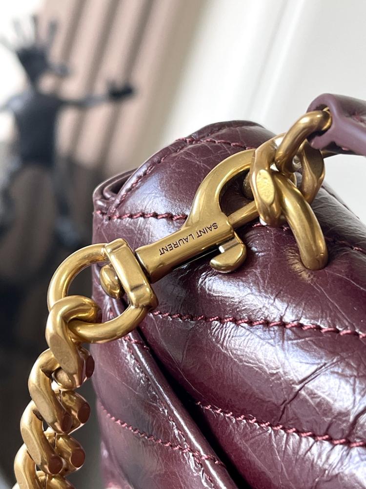 YSL COLLEGE MINI CHAIN BAG IN SHINY CRACKLED LEATHER