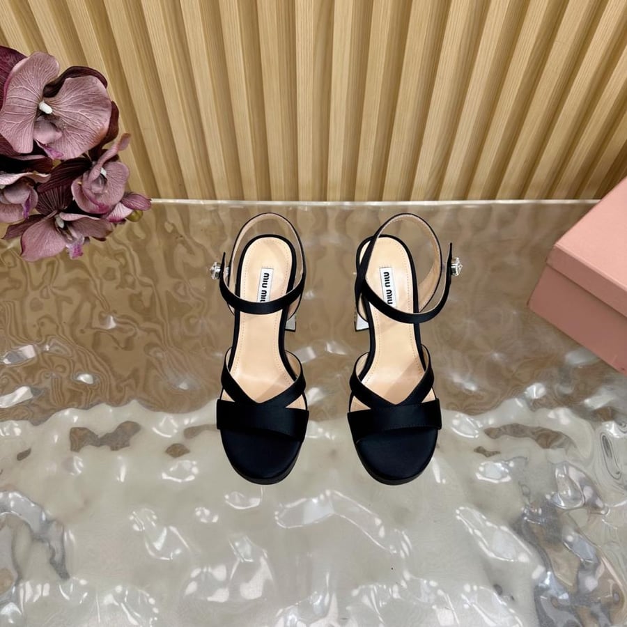Miu Miu Satin Sandals with Crystal