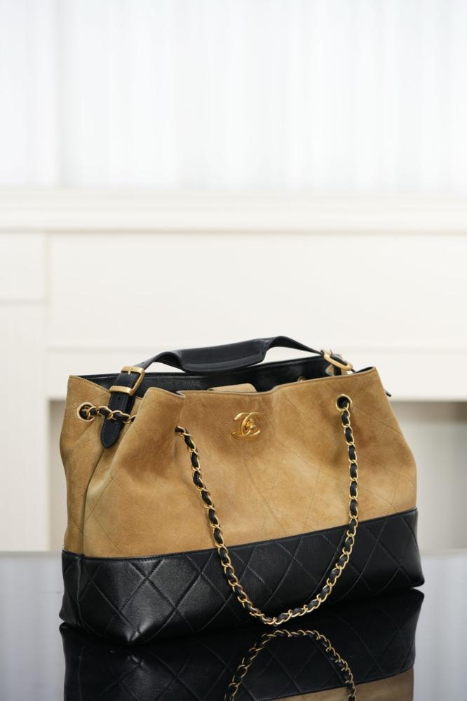 Chanel Two-Tone Leather & Suede Tote Bag