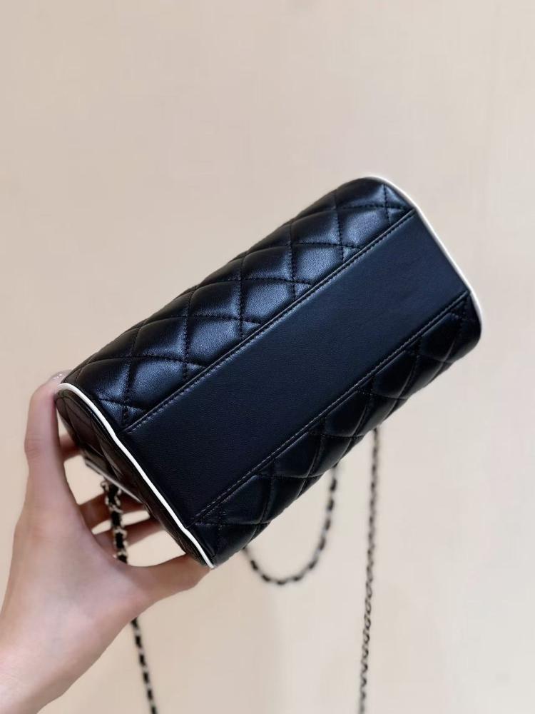 Chanel Matelasse Drum Mini Boston Bag Calfskin / حقيبة شانيل ميني بوسطن من جلد العجل