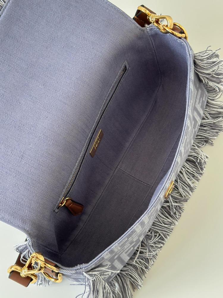 Fendi Baguette Blue denim-effect FF jacquard bag / حقيبة فندي باجيت