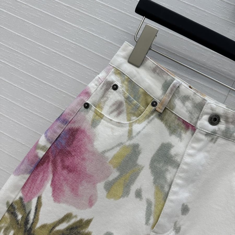 LOEWE Floral Print Wide-Leg Jeans