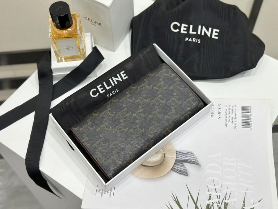 Celine Triomphe Leather Long Wallet