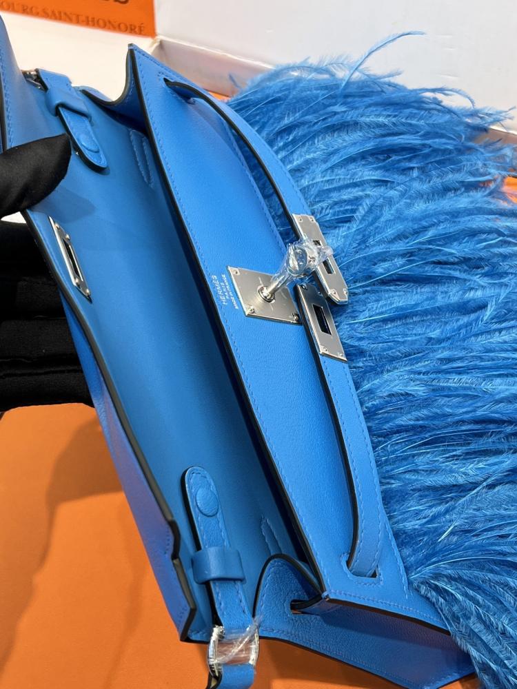 Hermes Kelly Elan Folie bag ostrich feathers / حقيبة هيرميس كيلي إيلان فولي من ريش النعام