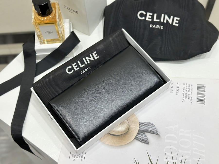 Celine Triomphe Leather Long Wallet