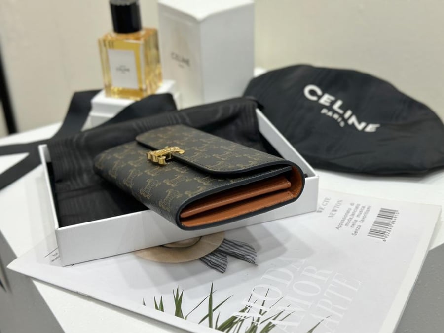 Celine Triomphe Leather Long Wallet