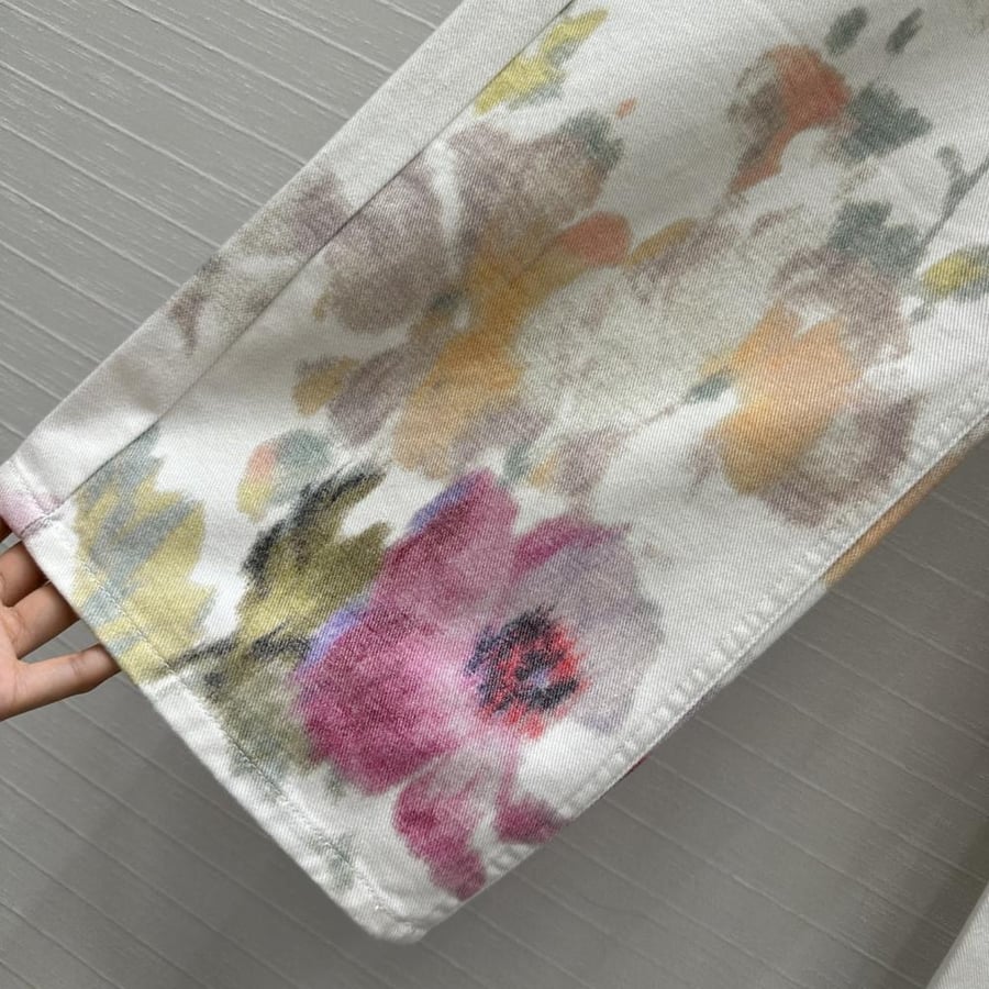 LOEWE Floral Print Wide-Leg Jeans
