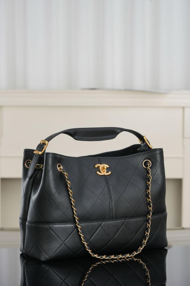 Chanel Two-Tone Quilted Leather & Suede Tote Bag