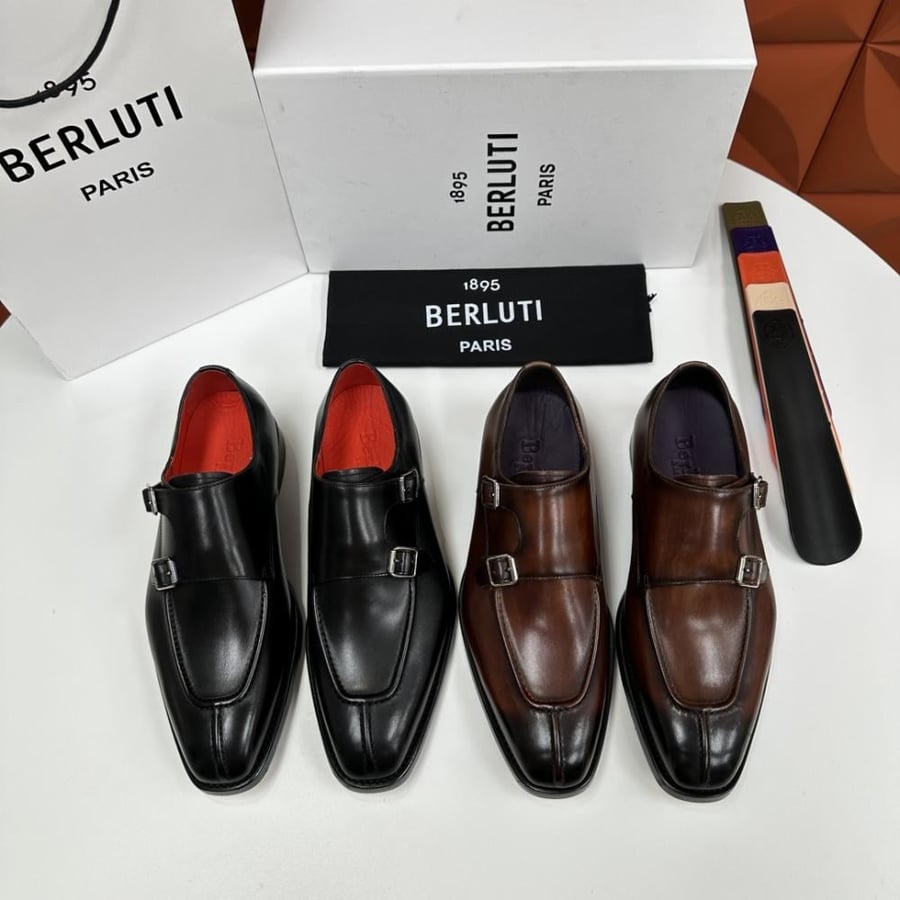 Berluti Double Monk Strap Leather Shoes
