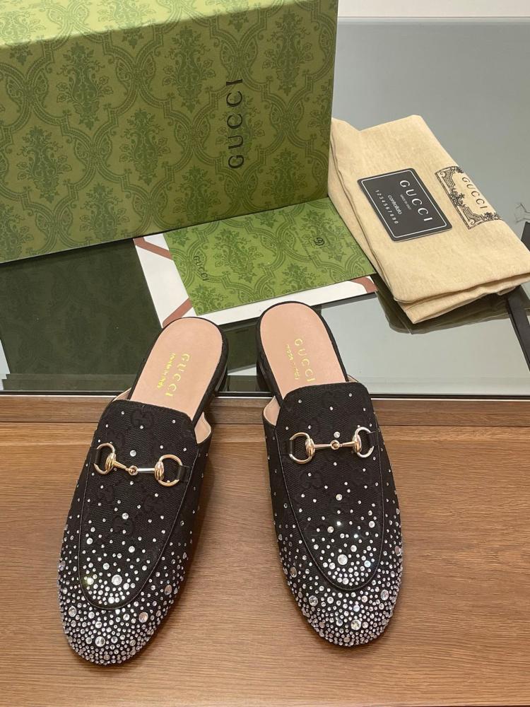 ‏ Gucci Princetown Crystal Loafers