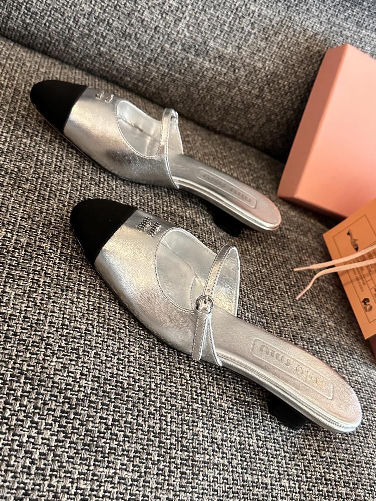 Miu Miu Metallic Leather Mule Sandals