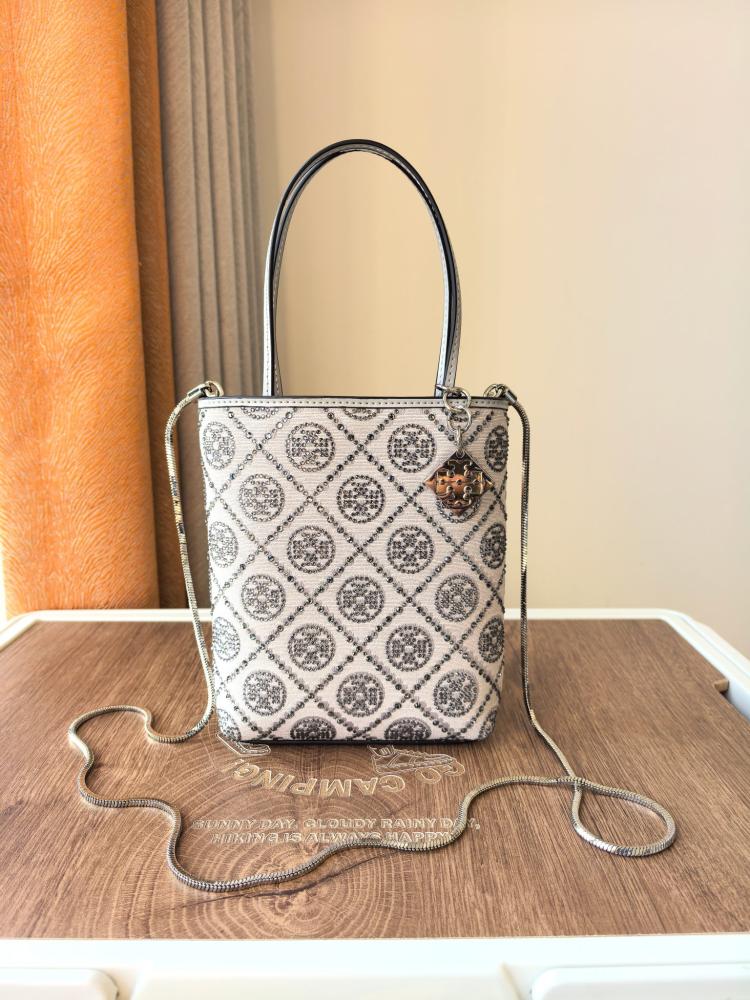 TB MONOGRAM NIGHT OWL EMBELLISHED MINI TOTE