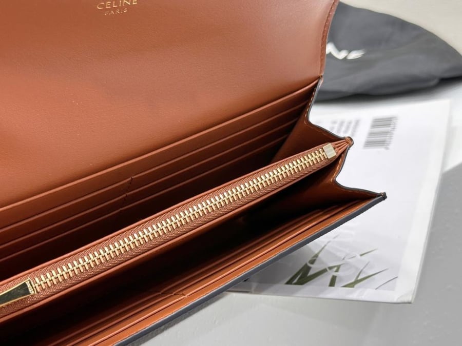 Celine Triomphe Leather Long Wallet