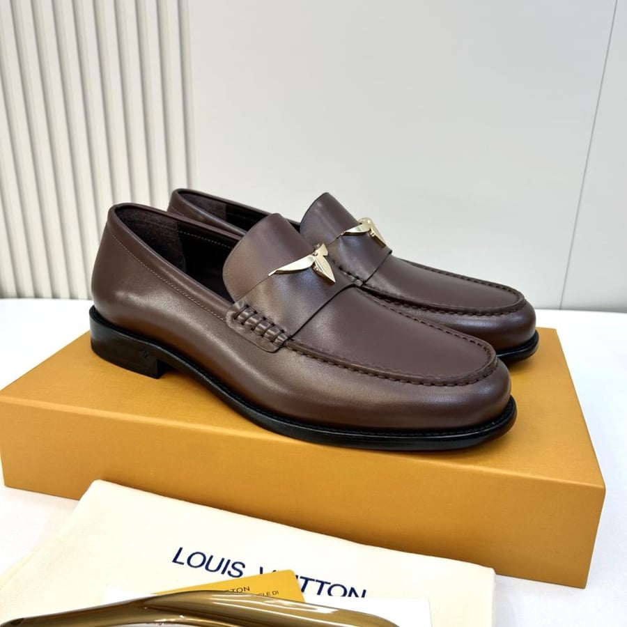 Brown LV Leather Loafers