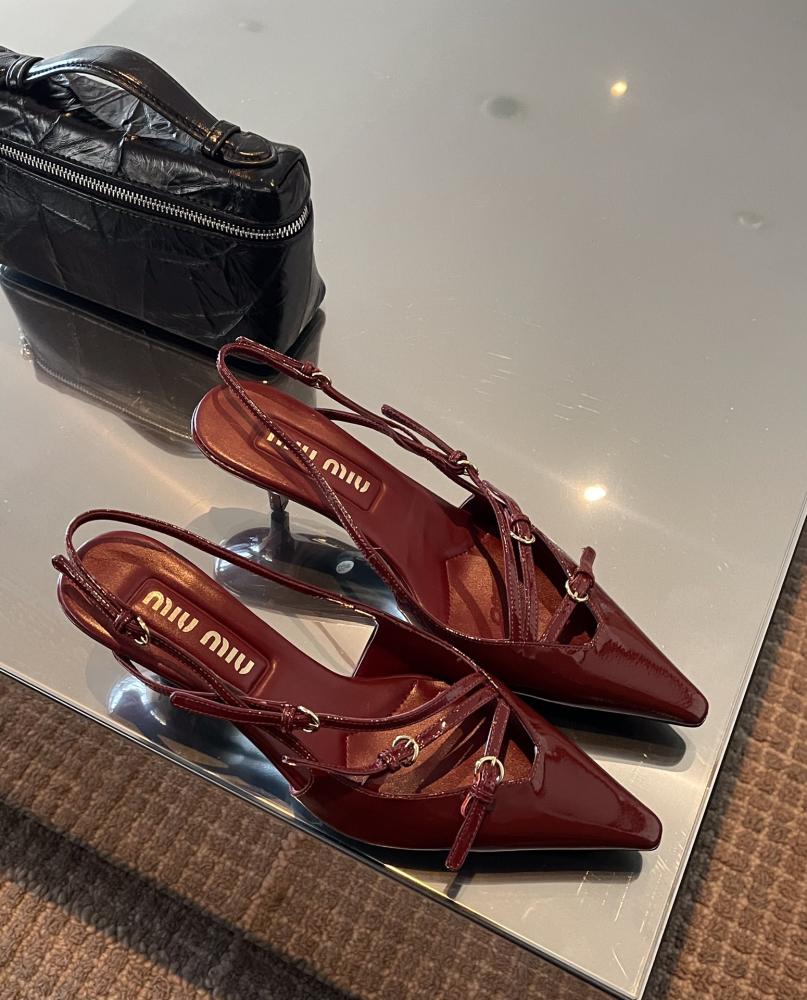 Miu Miu Patent Leather Slingback Heels