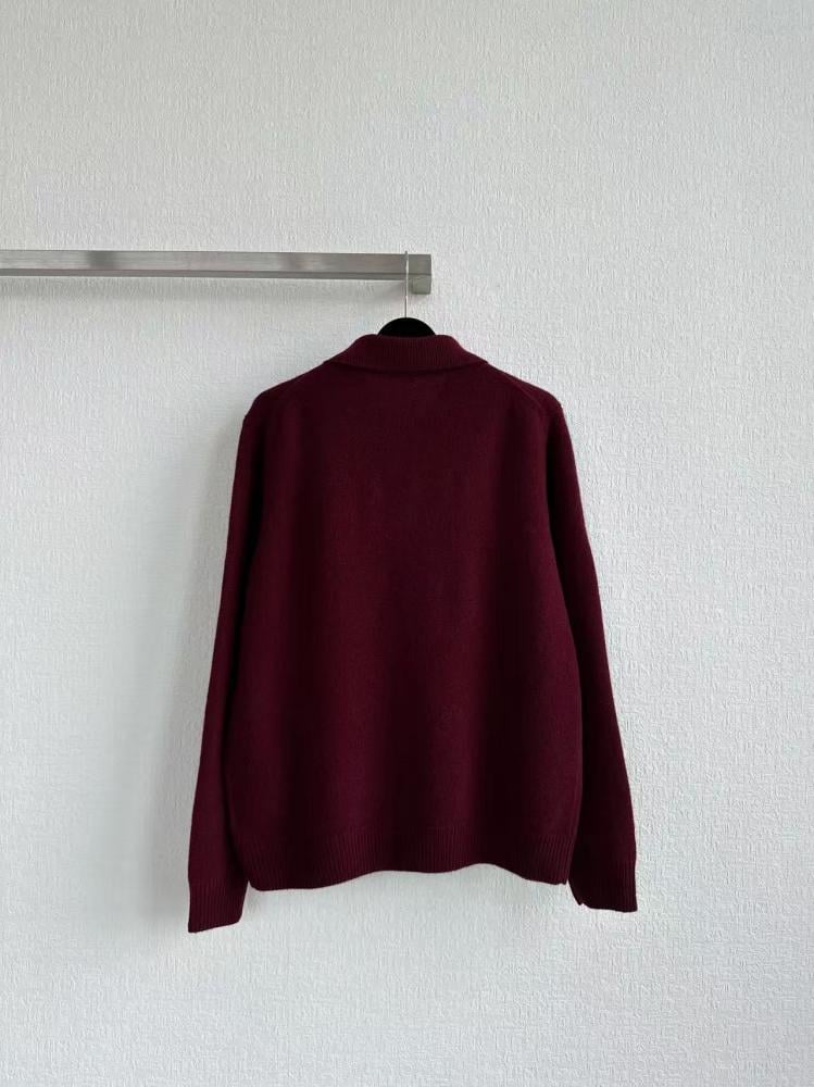 Miu Miu Burgundy Knit Polo Sweater
