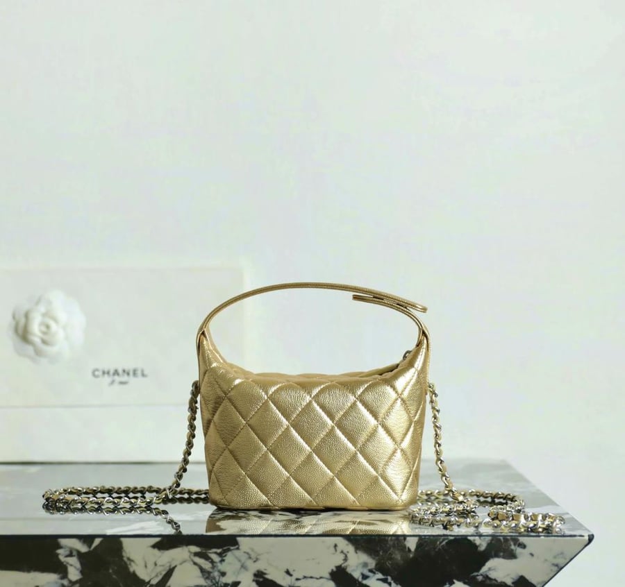 Chanel quilted hobo bag with gold hardware