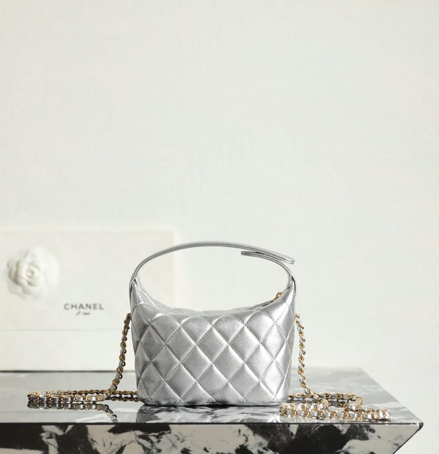 Chanel quilted hobo bag with gold hardware