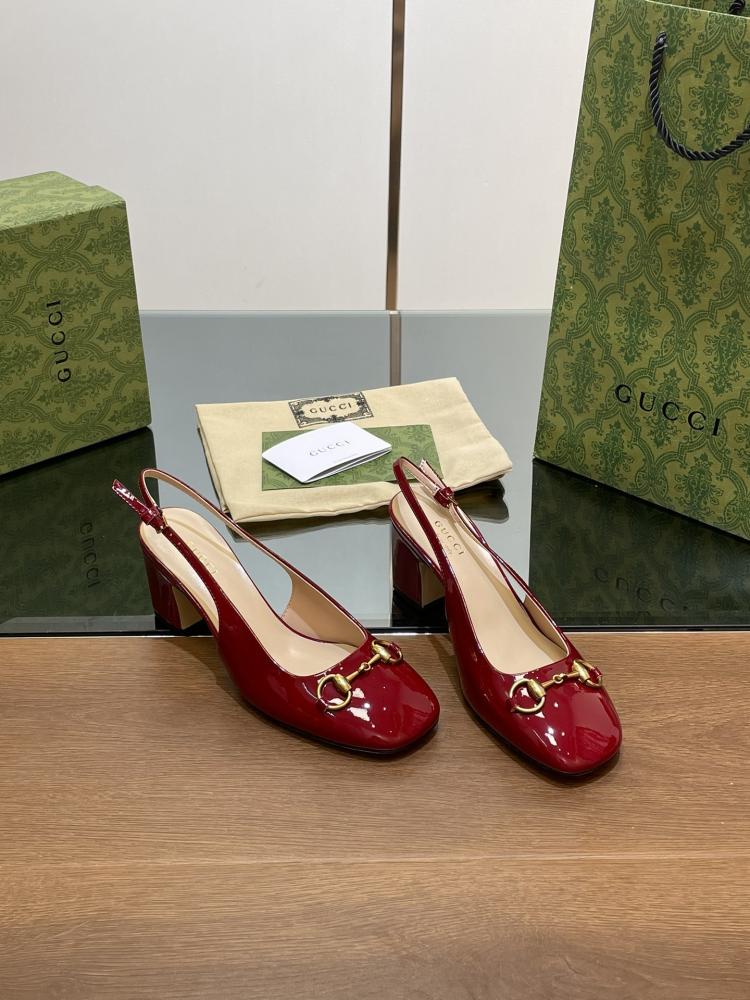 Gucci Horsebit Patent Leather Slingback Pumps