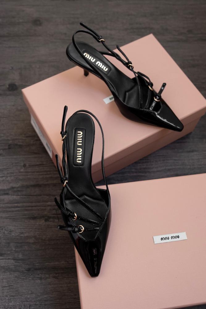 Miu Miu Patent Leather Slingback Pumps