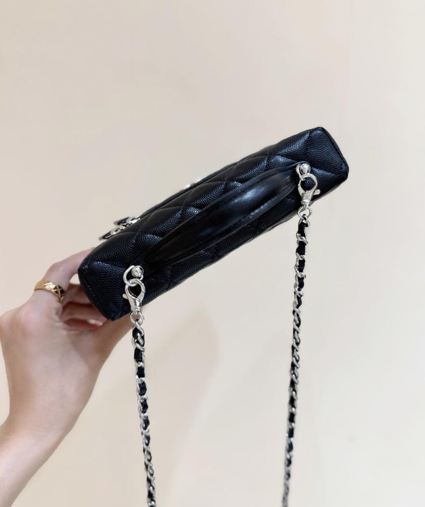 Chanel Vanity Case Bag – Black Caviar Leather with Silver Hardware