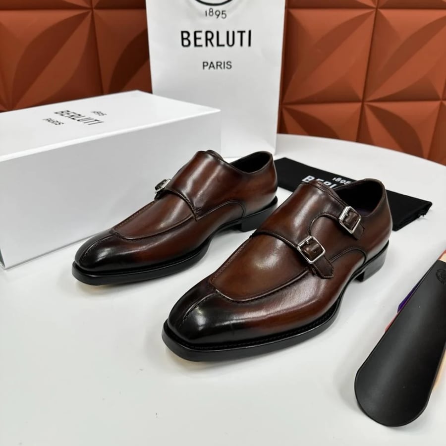 Berluti Double Monk Strap Leather Shoes