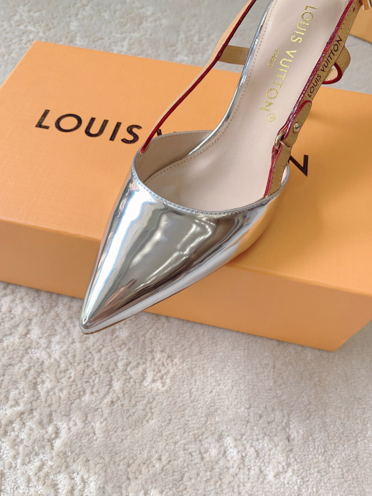 LV silver high heels
