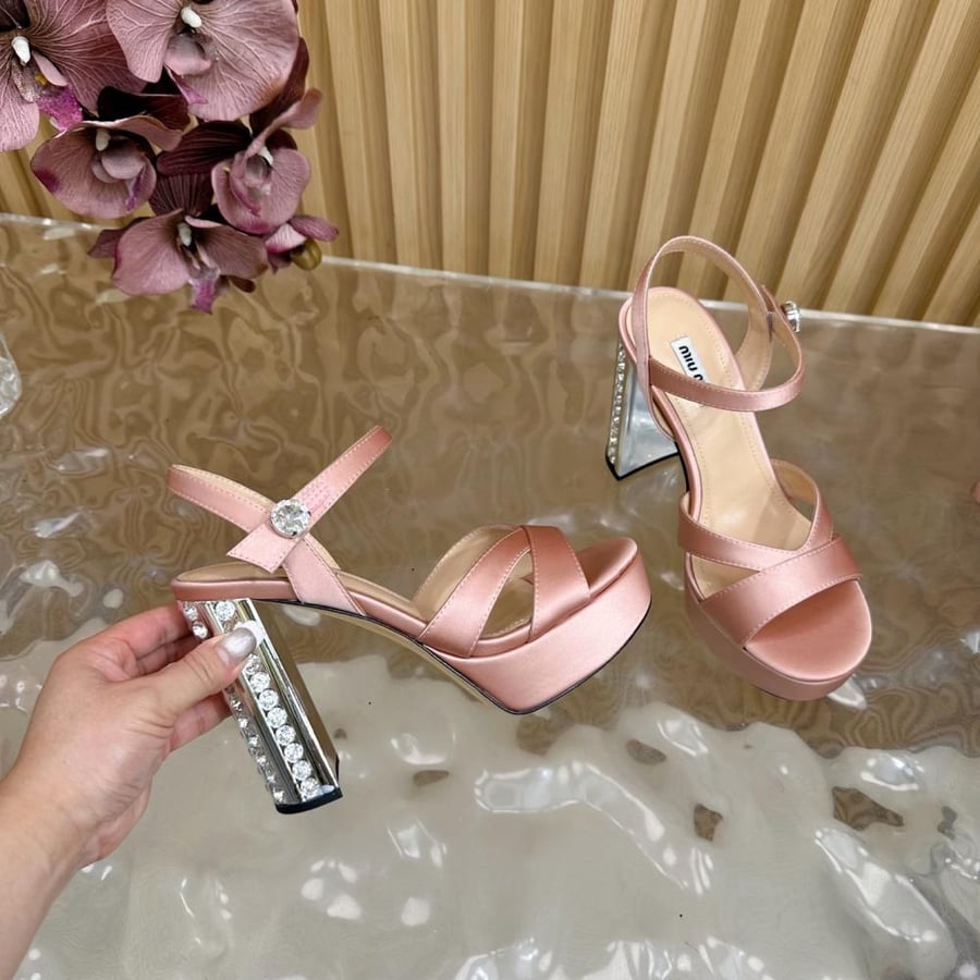 Miu Miu Satin Sandals with Crystal