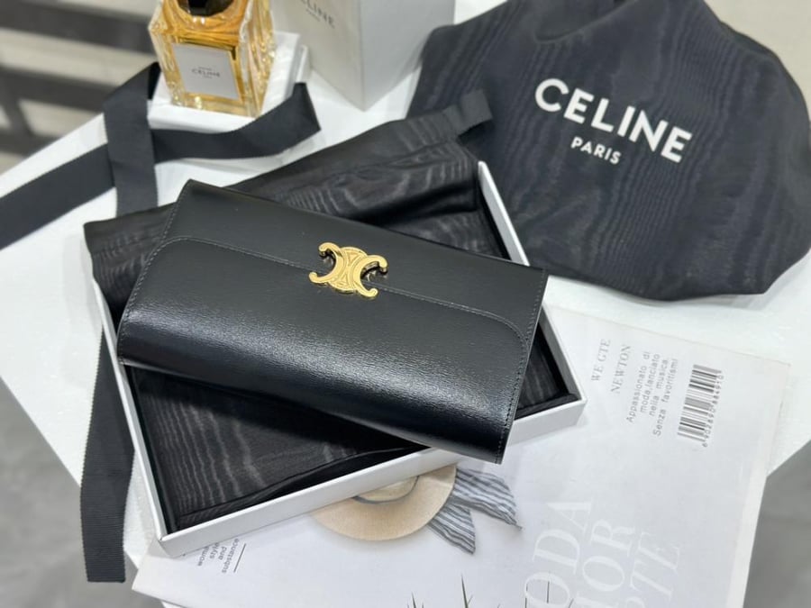 Celine Triomphe Leather Long Wallet