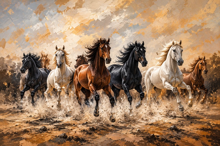 لوحة الخيول العربية