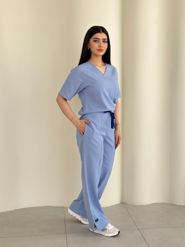 Women's jacket Royal Blue with sky blue scrab
