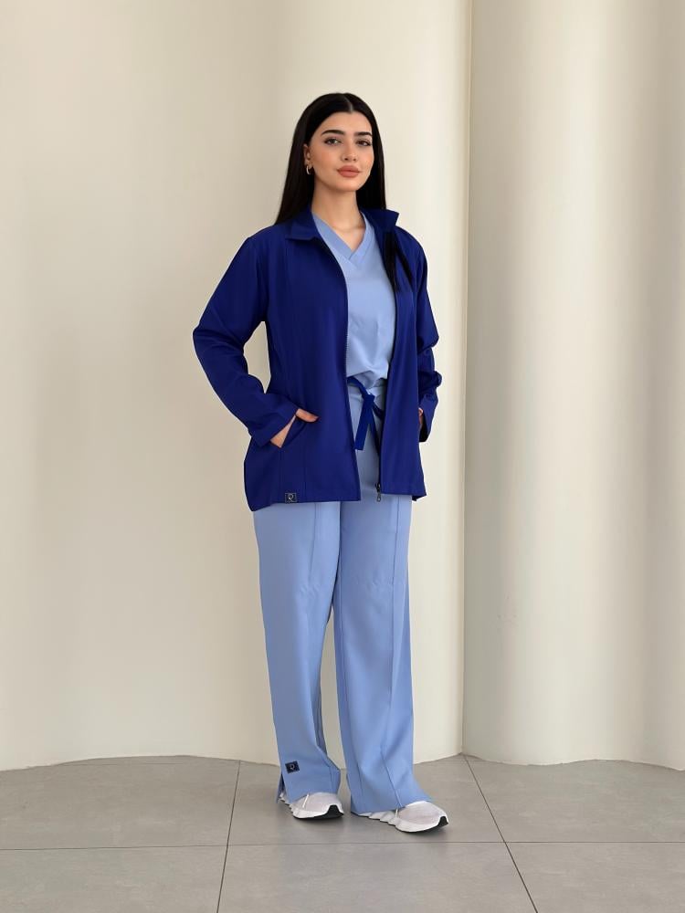 Women's jacket Royal Blue with sky blue scrab