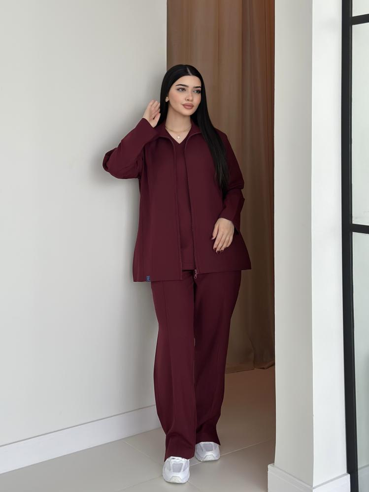 جاكت نسائي مع سكراب لون عنابي