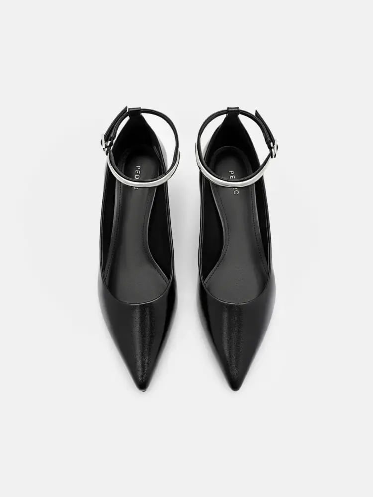 كعب بيدرو 4.5 سم lia Leather Heel Pumps