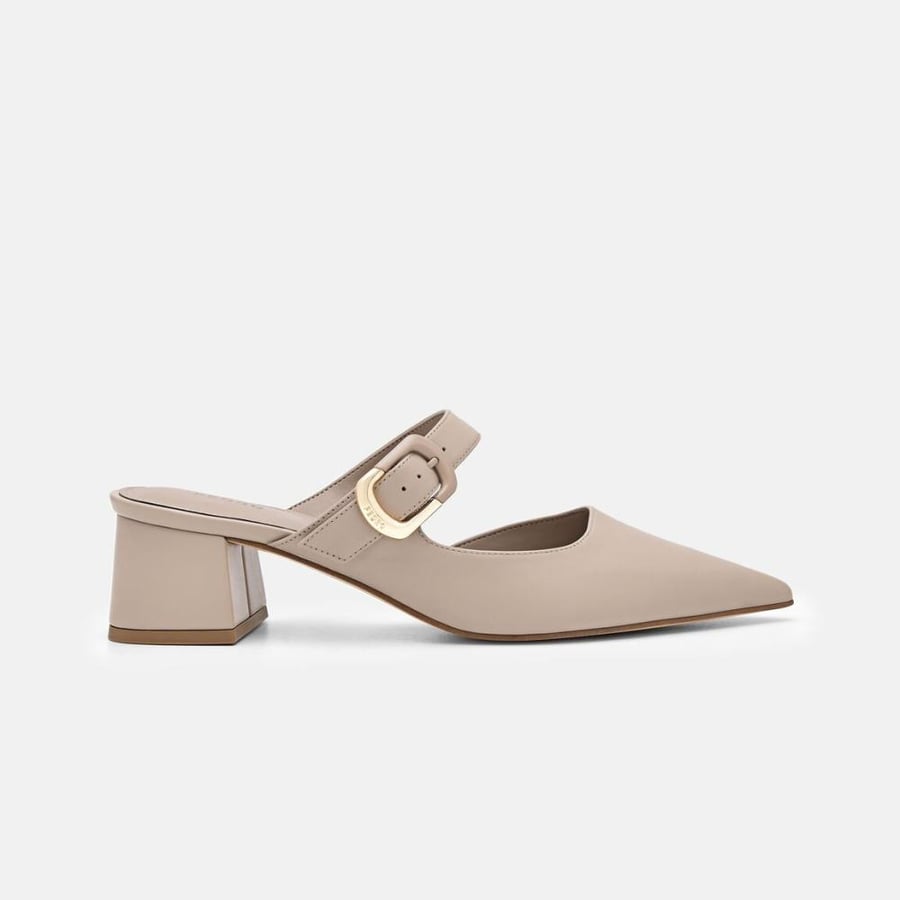 حذاء بيدرو كعب 4.5 سم Bridget  Leather Heel Mules