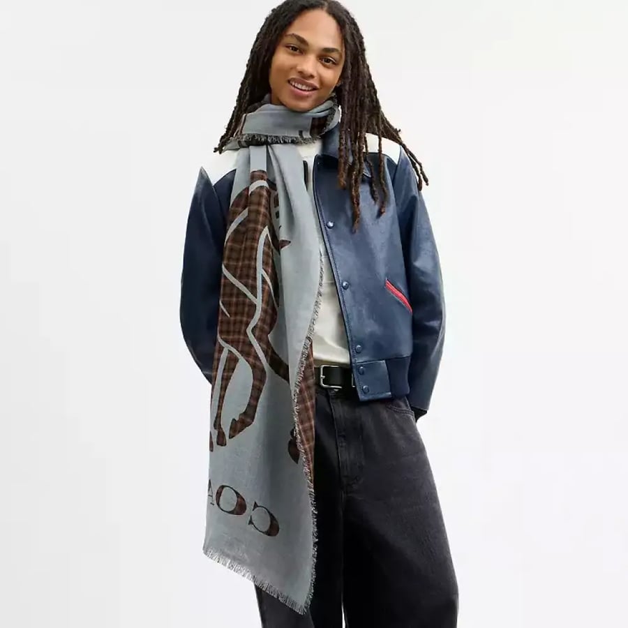 سكارف كوتش HORSE AND CARRIAGE PRINT PLAID STOLE