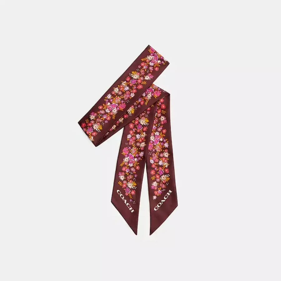 سكارف شنطه كوتش Signature Posey Cluster Print Silk Skinny Scarf