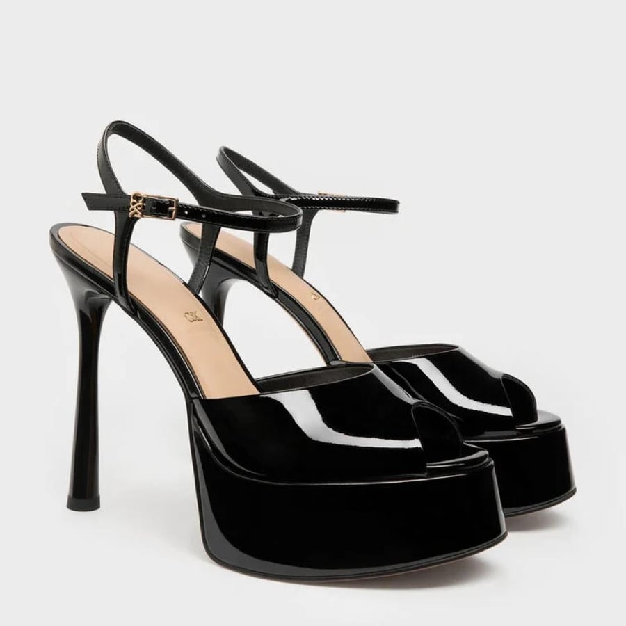 كعب تشارلز آند كيث 13 سم Francesca Patent Leather Peep-Toe Platform Heels
