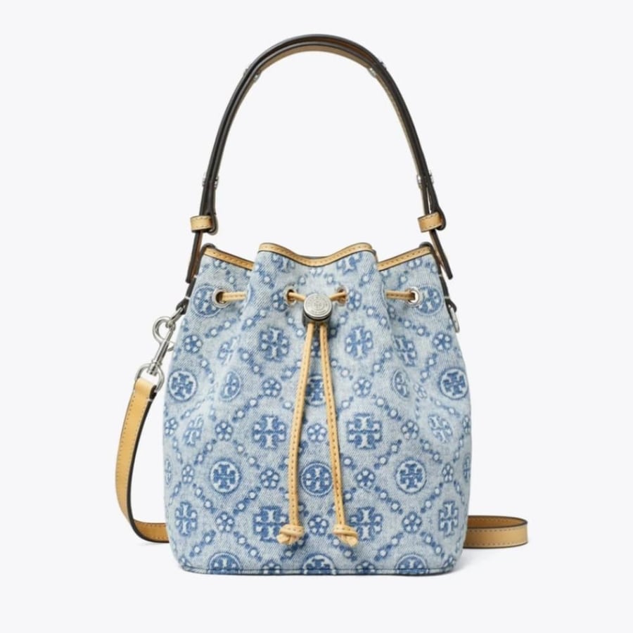 حقيبه توري بورش ميني T MONOGRAM DENIM MINI BUCKET BAG
