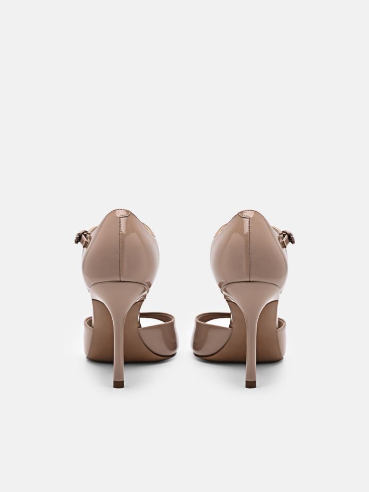 كعب بيدرو 9 سم Leather Ankle Strap Stilletto Heel Sandals