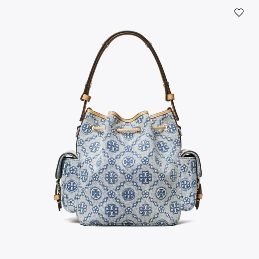 شنطه تورى بورش بوتيك T MONOGRAM DENIM BUCKET BAG