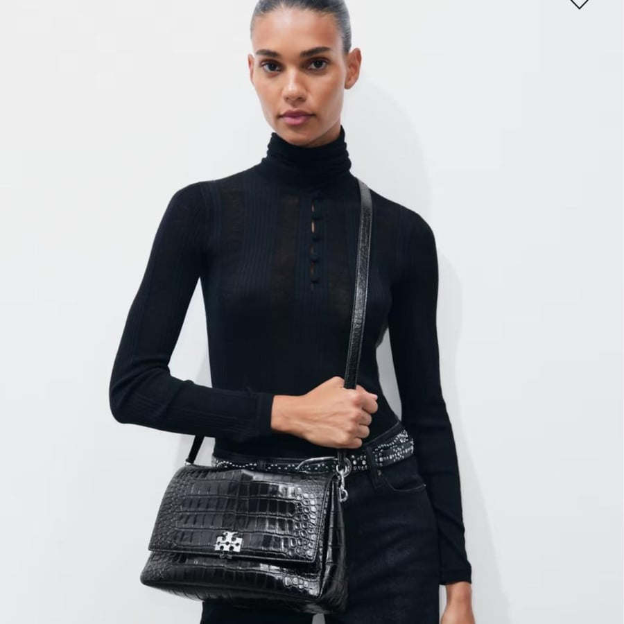 شنطه توري بورش CHARLIE CROC-EMBOSSED SHOULDER BAG