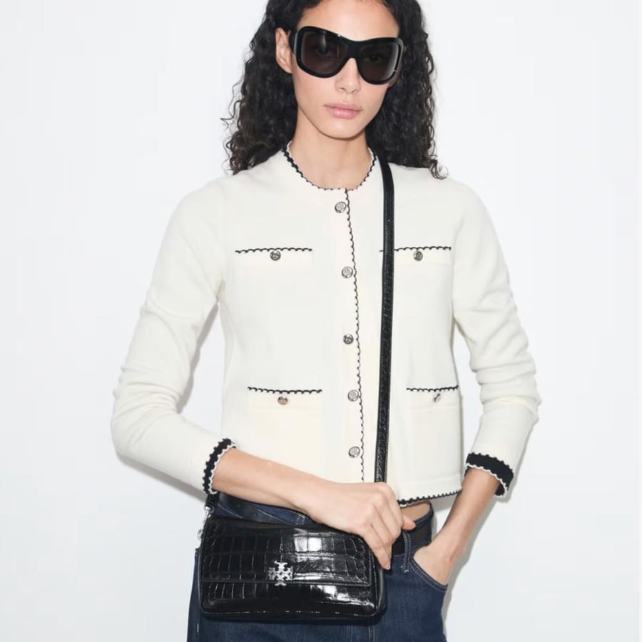 شنطه توري بورش الحجم الصغير SMALL CHARLIE CROC-EMBOSSED SHOULDER BAG