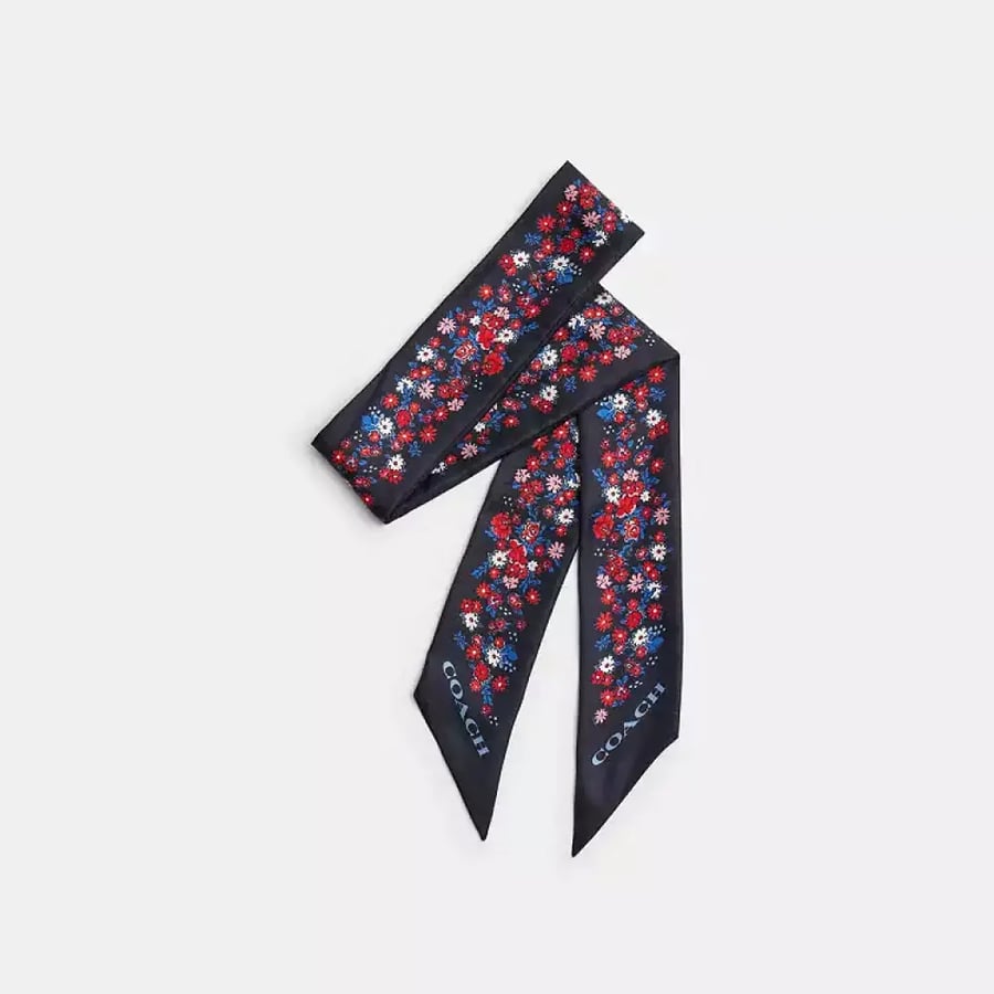 سكارف كوتش Signature Posey Cluster Print Silk Skinny Scarf