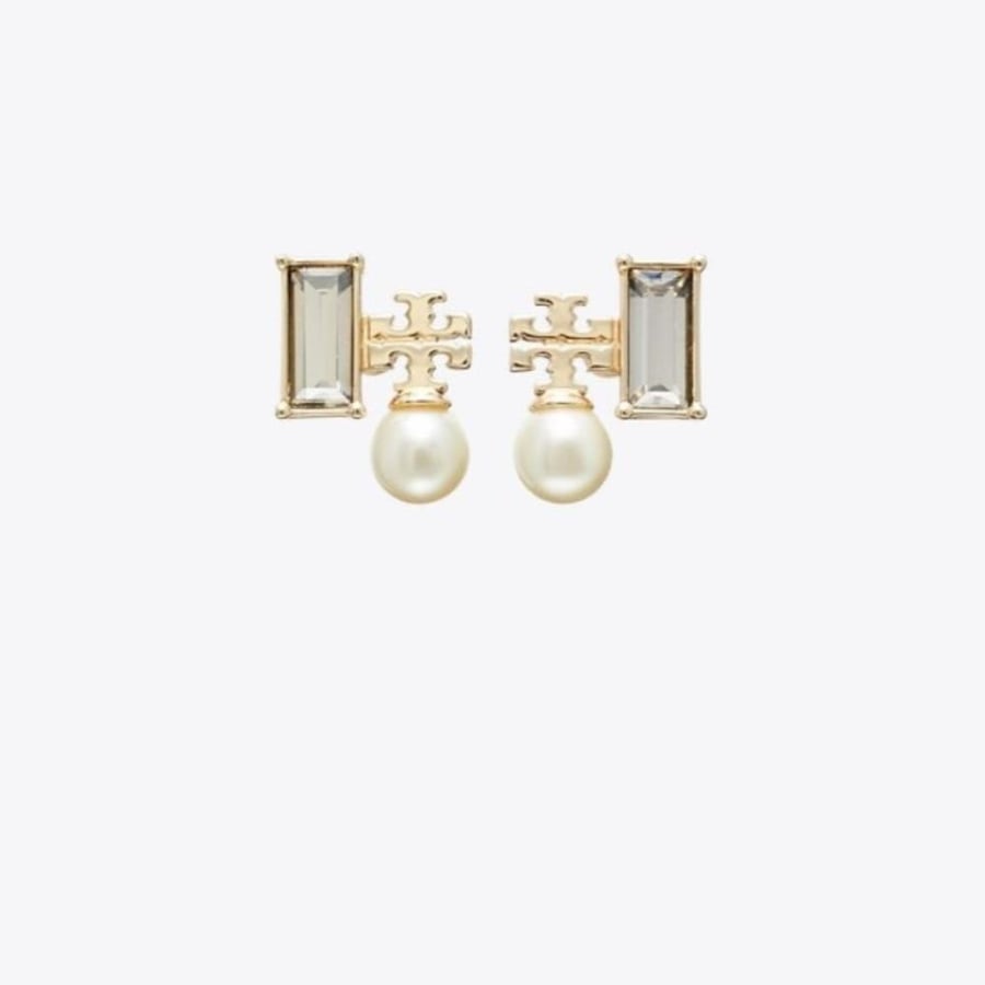 حلق توري بورش  logo pearl cluster stud earring