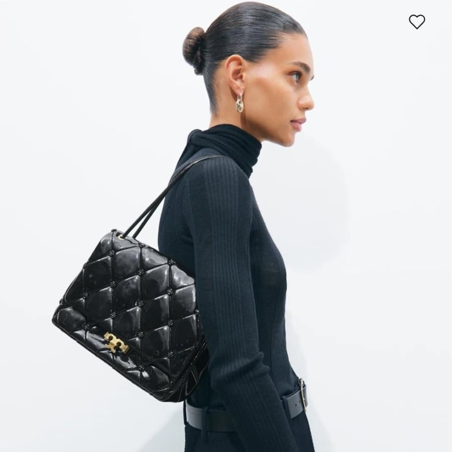 شنطه تورى بورش BUNNY KNOT RUNWAY PATENT LEATHER SHOULDER BAG