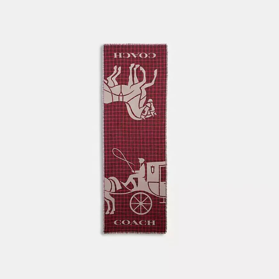 سكارف كوتش HORSE AND CARRIAGE PRINT PLAID STOLE